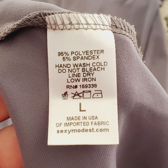 Brigitte Brianna Grey Wrap Maxi Dress Modest Spandex Comfy Long Boho Dress SZ L - Picture 12 of 12